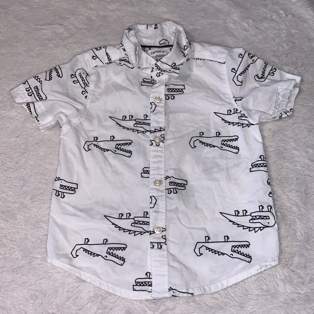 carters alligator print white and black 18 month button up top